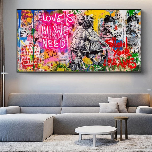 ChandelierDecor - Banksy Art Love Is All We Need Canvas Wall Art