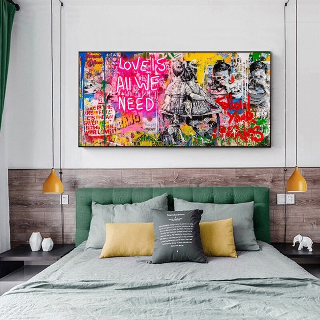 ChandelierDecor - Banksy Art Love Is All We Need Canvas Wall Art