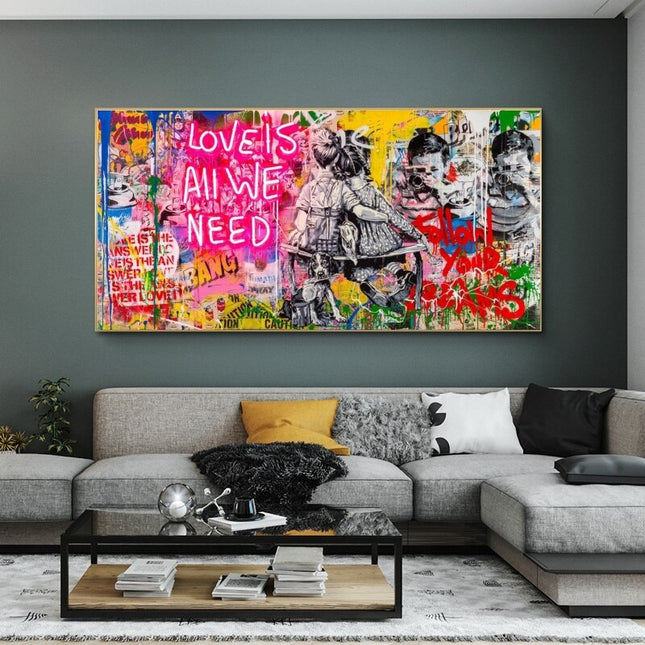 ChandelierDecor - Banksy Art Love Is All We Need Canvas Wall Art