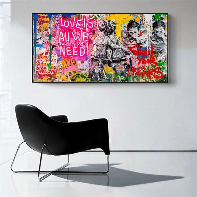 ChandelierDecor - Banksy Art Love Is All We Need Canvas Wall Art