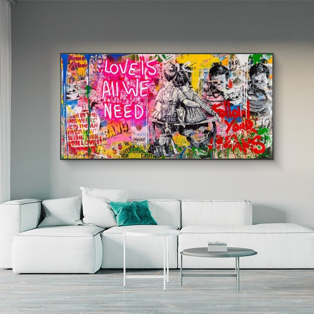ChandelierDecor - Banksy Art Love Is All We Need Canvas Wall Art