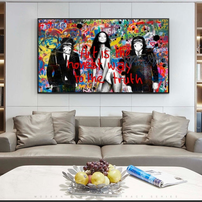 ChandelierDecor - Banksy Art is Honey Way to Truth Canvas Wall Art