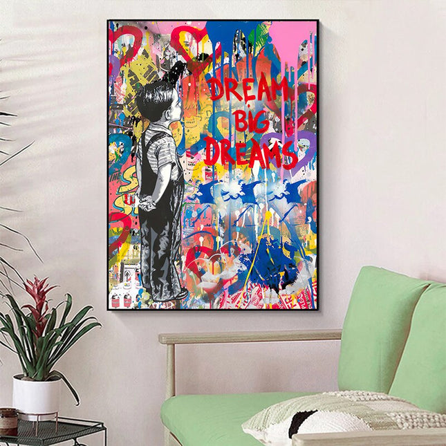 ChandelierDecor - Banksy Artwork DREAM BIG DREAMS Canvas Wall Art