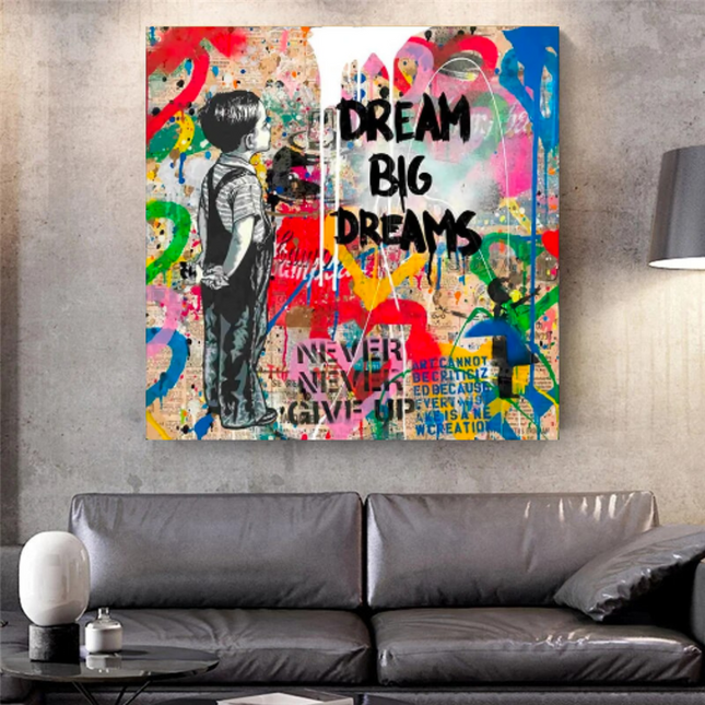 ChandelierDecor - Banksy Artwork Dream Big Dreams Canvas Wall Art