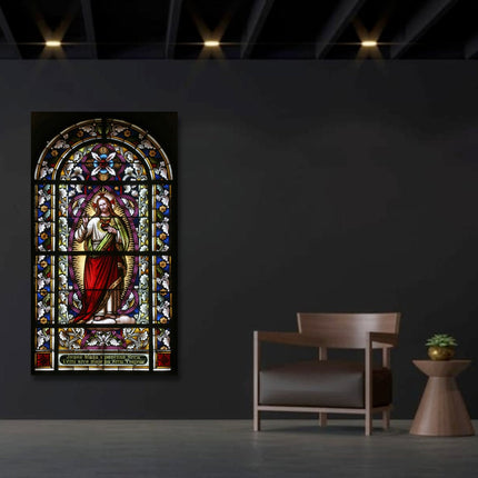 ChandelierDecor - Banksy Canvas Poster Wall Art - Stained Glass Sacred Heart