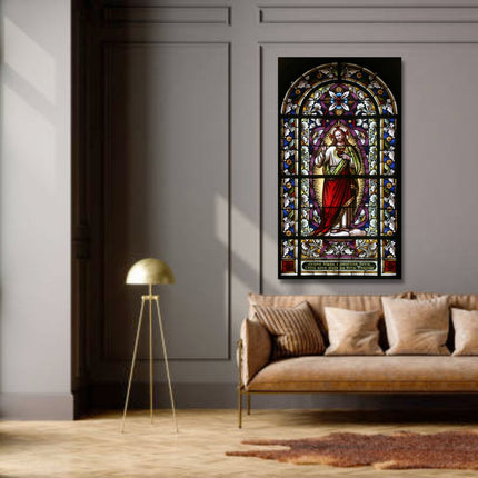 ChandelierDecor - Banksy Canvas Poster Wall Art - Stained Glass Sacred Heart