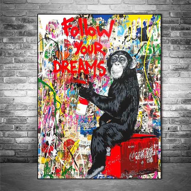 ChandelierDecor - Banksy Follow Your Dreams Canvas Art Posters Modern Graffiti Art