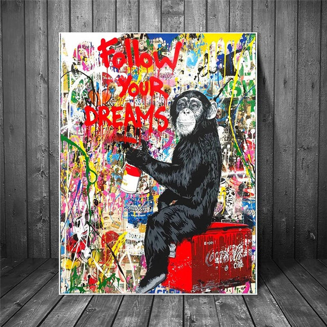 ChandelierDecor - Banksy Follow Your Dreams Canvas Art Posters Modern Graffiti Art