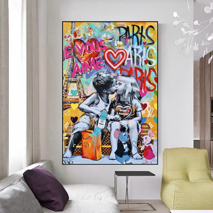 ChandelierDecor - Banksy I Love You Canvas Wall Art - Add a Touch of Street Art