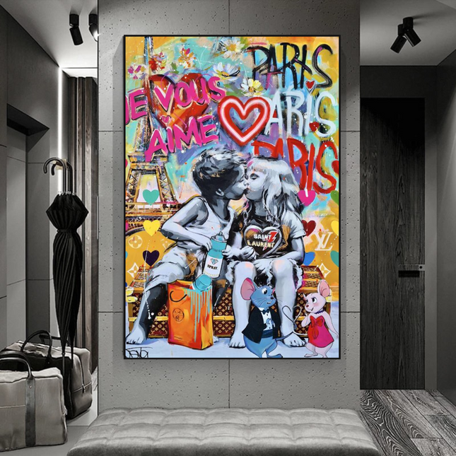 ChandelierDecor - Banksy I Love You Canvas Wall Art - Add a Touch of Street Art