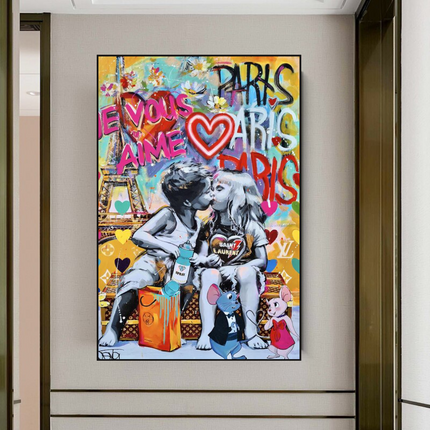 ChandelierDecor - Banksy I Love You Canvas Wall Art - Add a Touch of Street Art