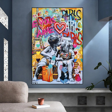 ChandelierDecor - Banksy I Love You Canvas Wall Art - Add a Touch of Street Art