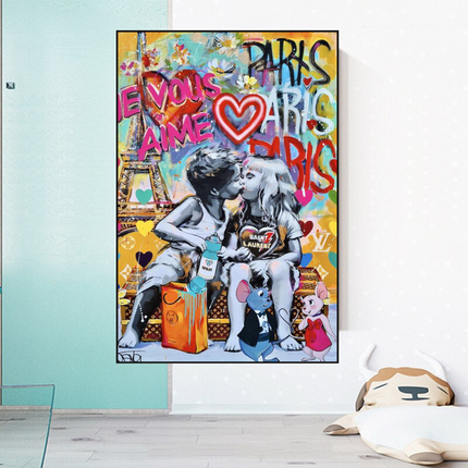 ChandelierDecor - Banksy I Love You Canvas Wall Art - Add a Touch of Street Art