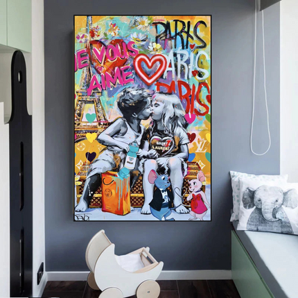 ChandelierDecor - Banksy I Love You Canvas Wall Art - Add a Touch of Street Art