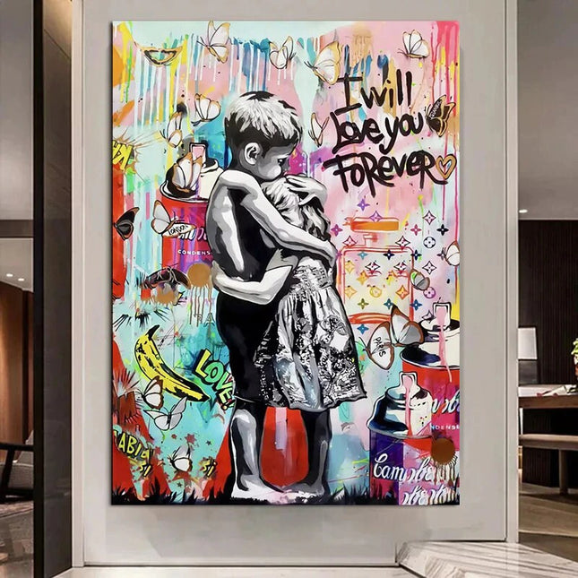 ChandelierDecor - Banksy I will Love you forever Canvas Wall Art