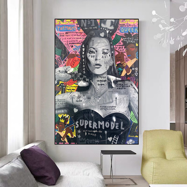 ChandelierDecor - Banksy Kate Moss Graffiti Canvas Wall Art