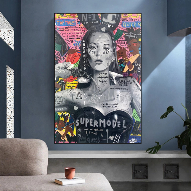 ChandelierDecor - Banksy Kate Moss Graffiti Canvas Wall Art