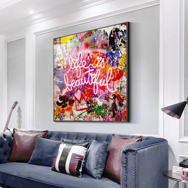 ChandelierDecor - Banksy Life Is Beautiful Canvas Wall Art