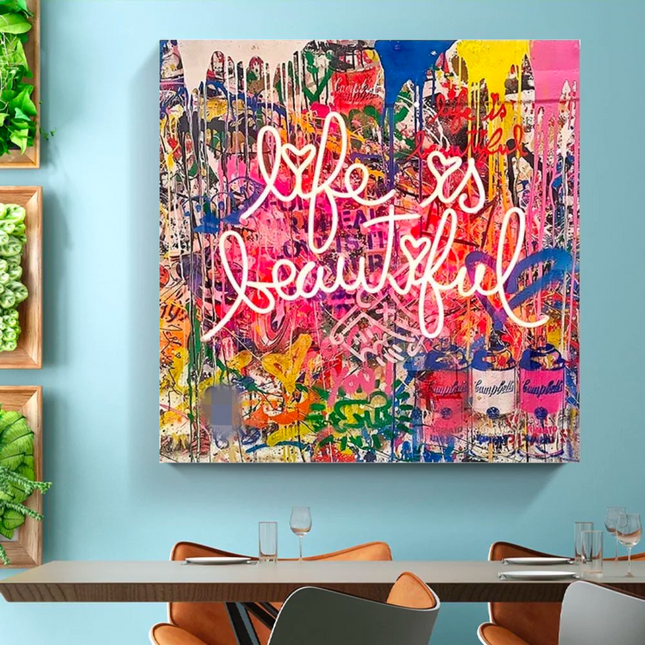 ChandelierDecor - Banksy Life Is Beautiful Canvas Wall Art