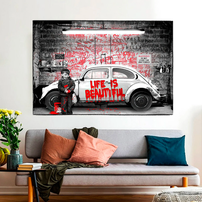 ChandelierDecor - Banksy Life is Beautiful Canvas Wall Art