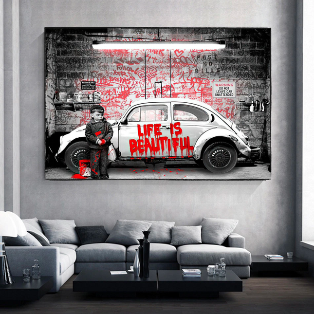 ChandelierDecor - Banksy Life is Beautiful Canvas Wall Art