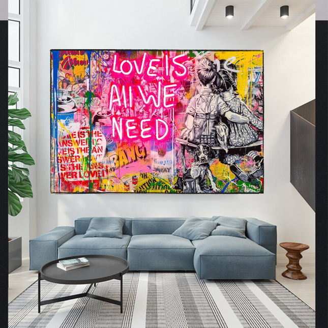 ChandelierDecor - Banksy Love is all we need Canvas Wall Art