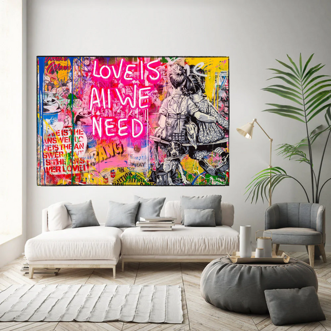 ChandelierDecor - Banksy Love is all we need Canvas Wall Art