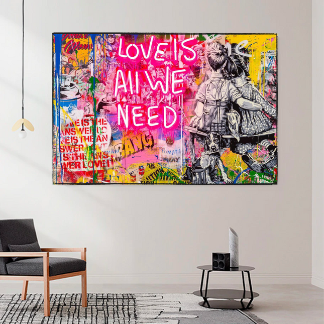 ChandelierDecor - Banksy Love is all we need Canvas Wall Art