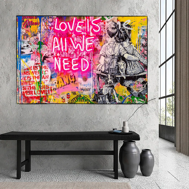 ChandelierDecor - Banksy Love is all we need Canvas Wall Art