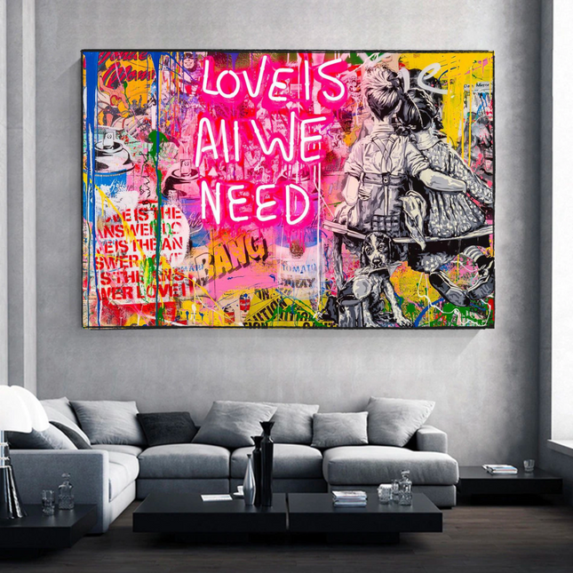 ChandelierDecor - Banksy Love is all we need Canvas Wall Art