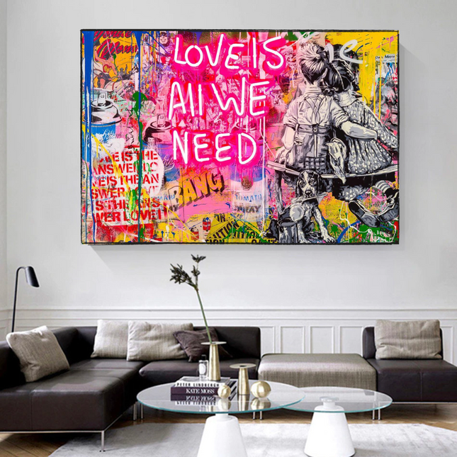ChandelierDecor - Banksy Love is all we need Canvas Wall Art