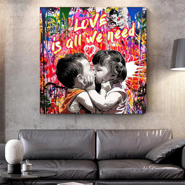 ChandelierDecor - Banksy Love is all we need Graffiti Canvas Wall Art