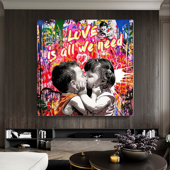 ChandelierDecor - Banksy Love is all we need Graffiti Canvas Wall Art