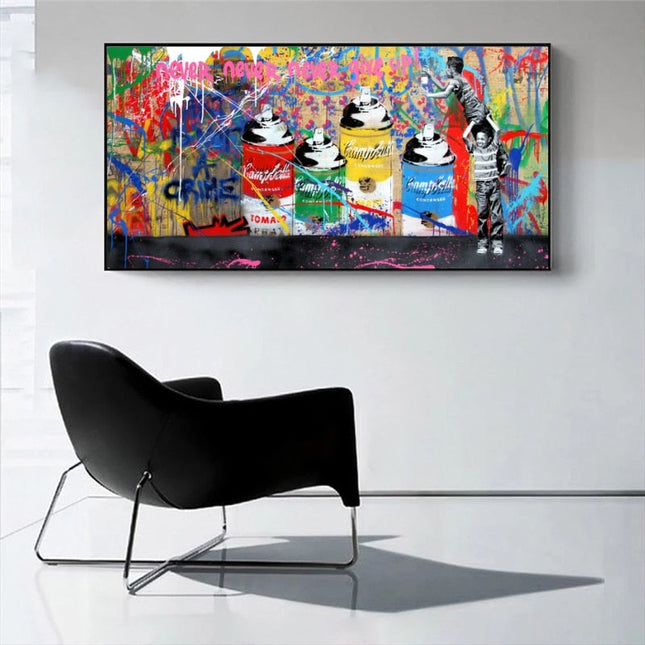 ChandelierDecor - Banksy Never Give Up Canvas Art - Graffiti Street Art