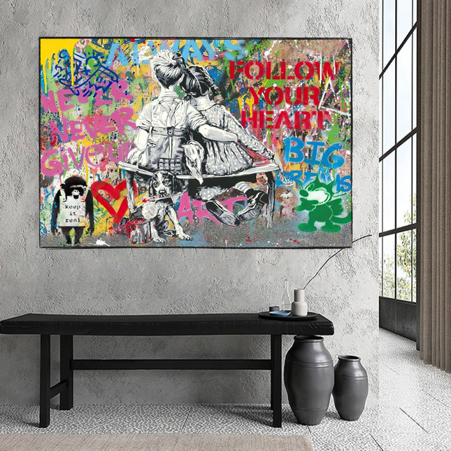 ChandelierDecor - Banksy Never Give Up Follow Your Dreams Canvas Wall Art