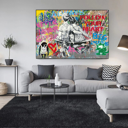 ChandelierDecor - Banksy Never Give Up Follow Your Dreams Canvas Wall Art