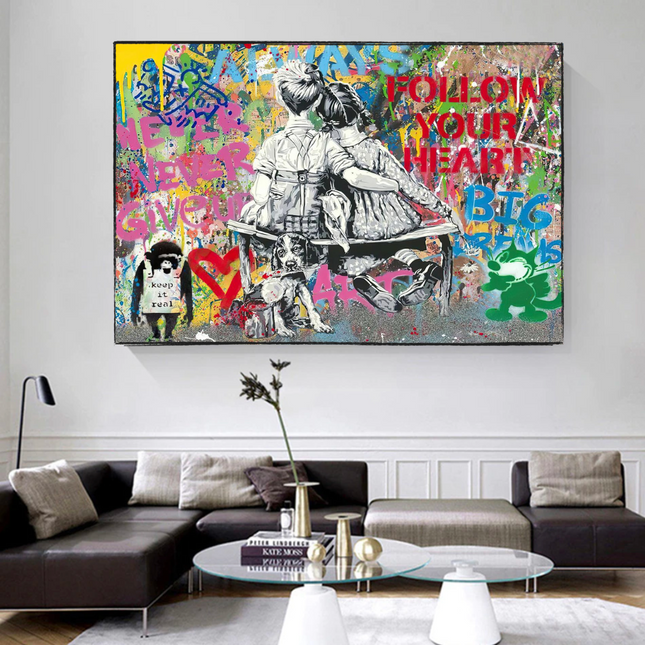 ChandelierDecor - Banksy Never Give Up Follow Your Dreams Canvas Wall Art