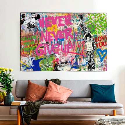 ChandelierDecor - Banksy Never Give Up Icons Canvas Wall Art