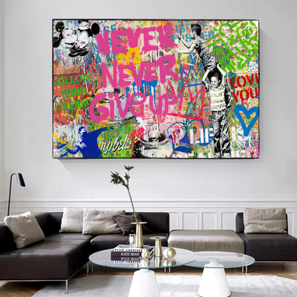 ChandelierDecor - Banksy Never Give Up Icons Canvas Wall Art