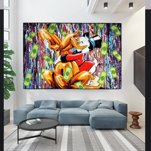 ChandelierDecor - Banksy Scrooge McDuck and Dog Canvas Wall Art
