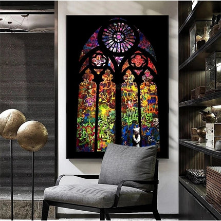 ChandelierDecor - Banksy Stained Glass Canvas Wall Art