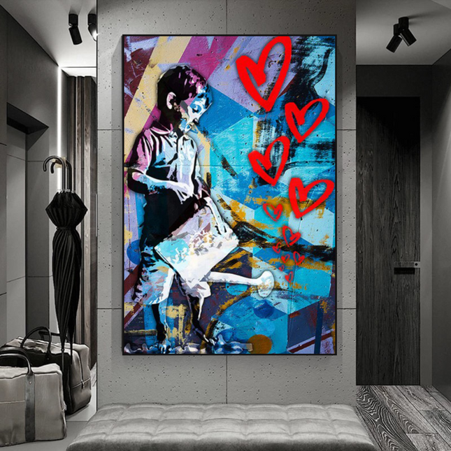 ChandelierDecor - Banksy Steet Art Boy Planting Love Canvas Wall Art