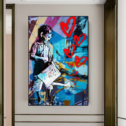 ChandelierDecor - Banksy Steet Art Boy Planting Love Canvas Wall Art