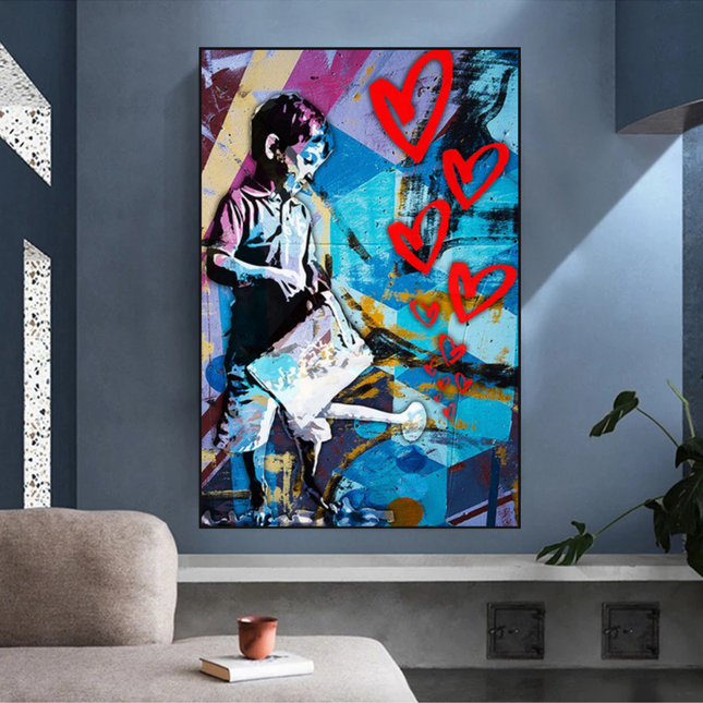 ChandelierDecor - Banksy Steet Art Boy Planting Love Canvas Wall Art