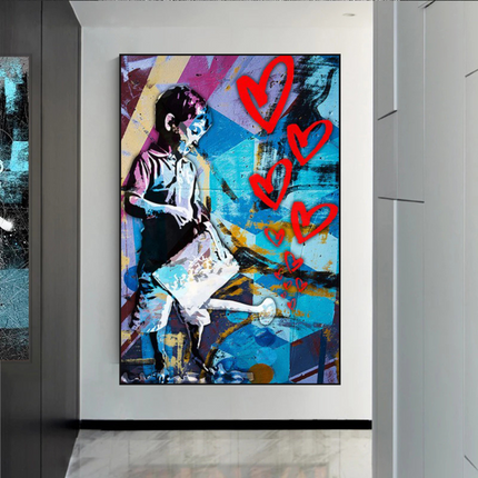 ChandelierDecor - Banksy Steet Art Boy Planting Love Canvas Wall Art