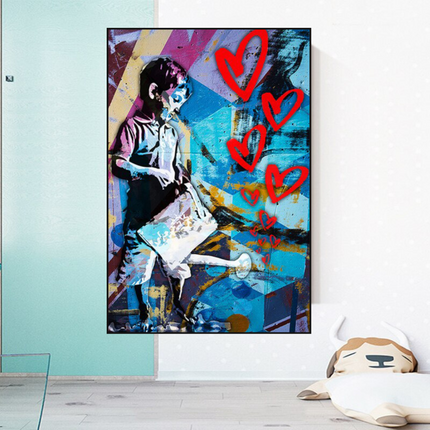 ChandelierDecor - Banksy Steet Art Boy Planting Love Canvas Wall Art