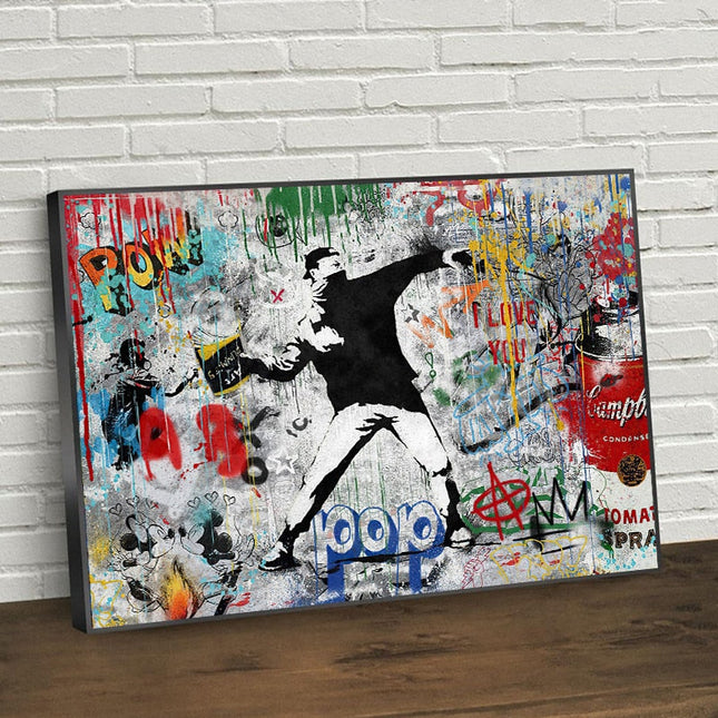 ChandelierDecor - Banksy Street Art Canvas Prints Posters - Modern Pop Art for Living Room Decor