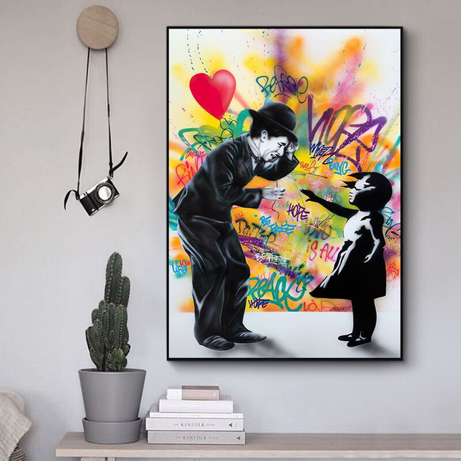 ChandelierDecor - Banksy Street Art Love Heart Girl Canvas Wall Art