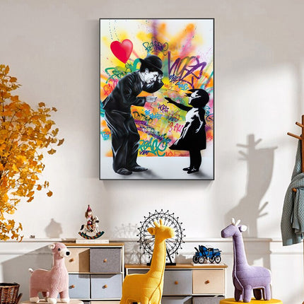 ChandelierDecor - Banksy Street Art Love Heart Girl Canvas Wall Art