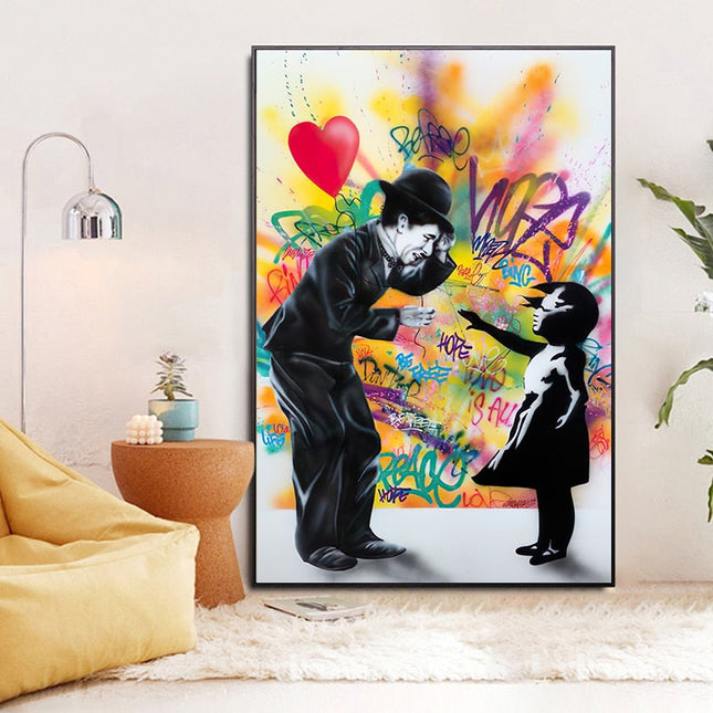 ChandelierDecor - Banksy Street Art Love Heart Girl Canvas Wall Art